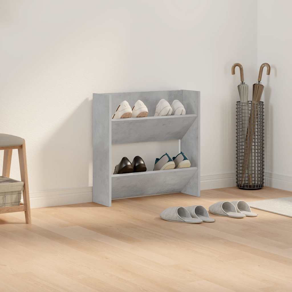 væghængt skoskab 60x18x60 cm konstrueret træ betongrå