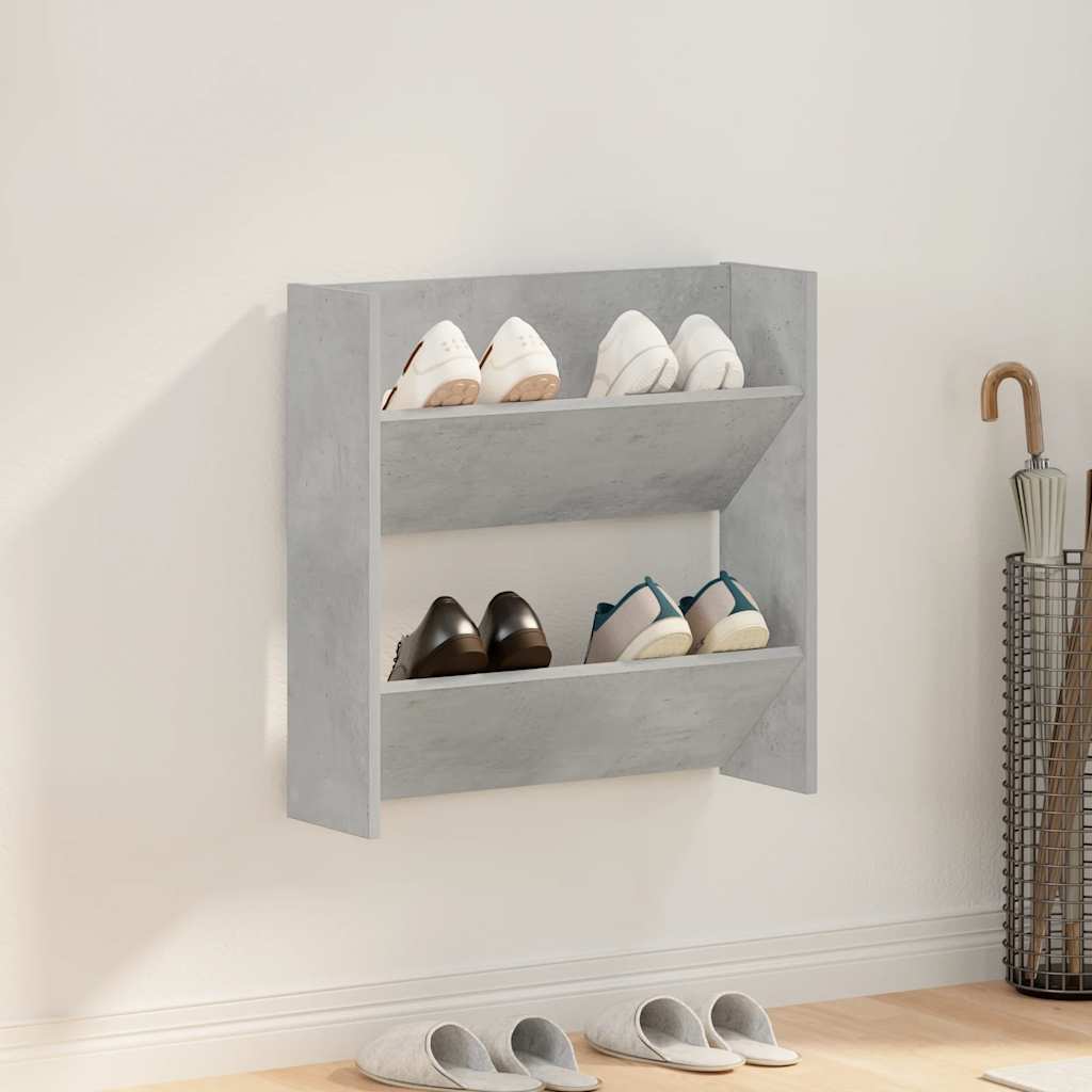 væghængt skoskab 60x18x60 cm konstrueret træ betongrå