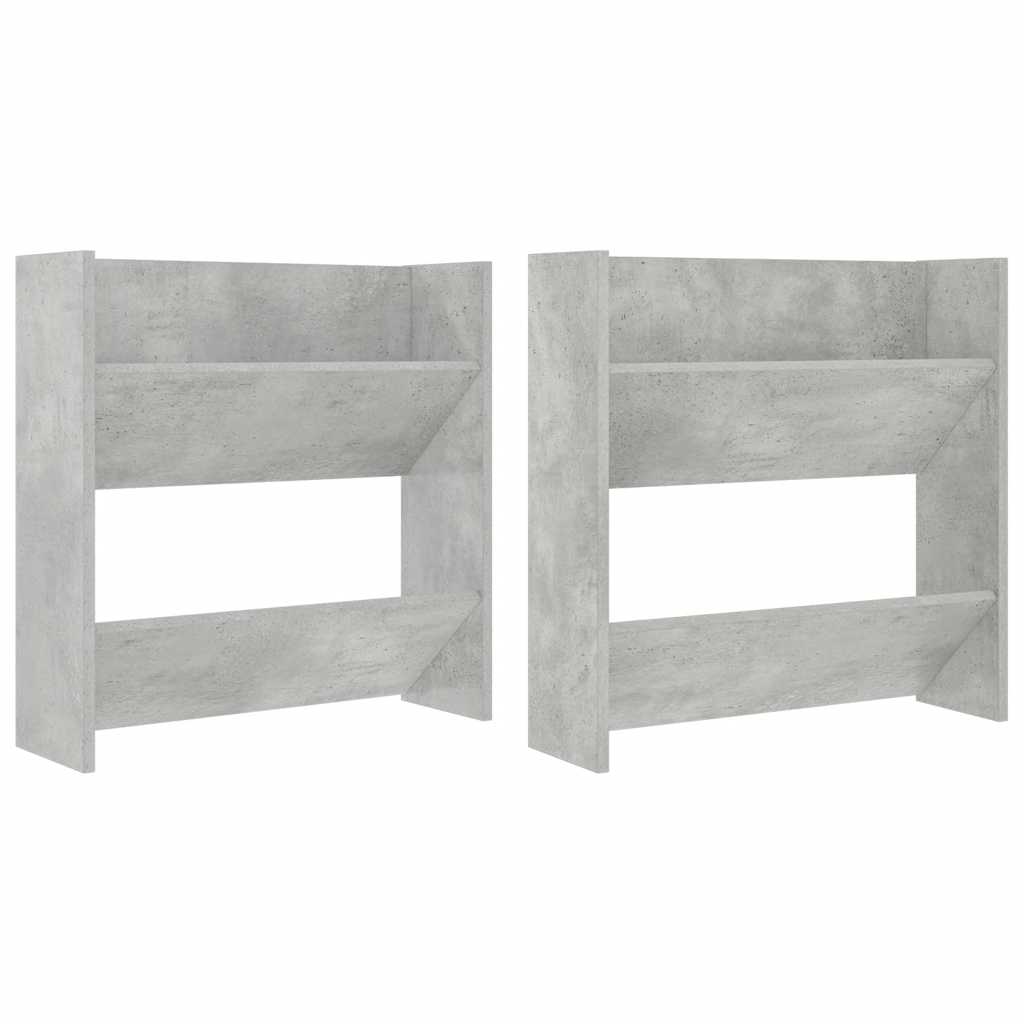 væghængt skoskab 2 stk. 60x18x60 cm konstrueret træ betongrå