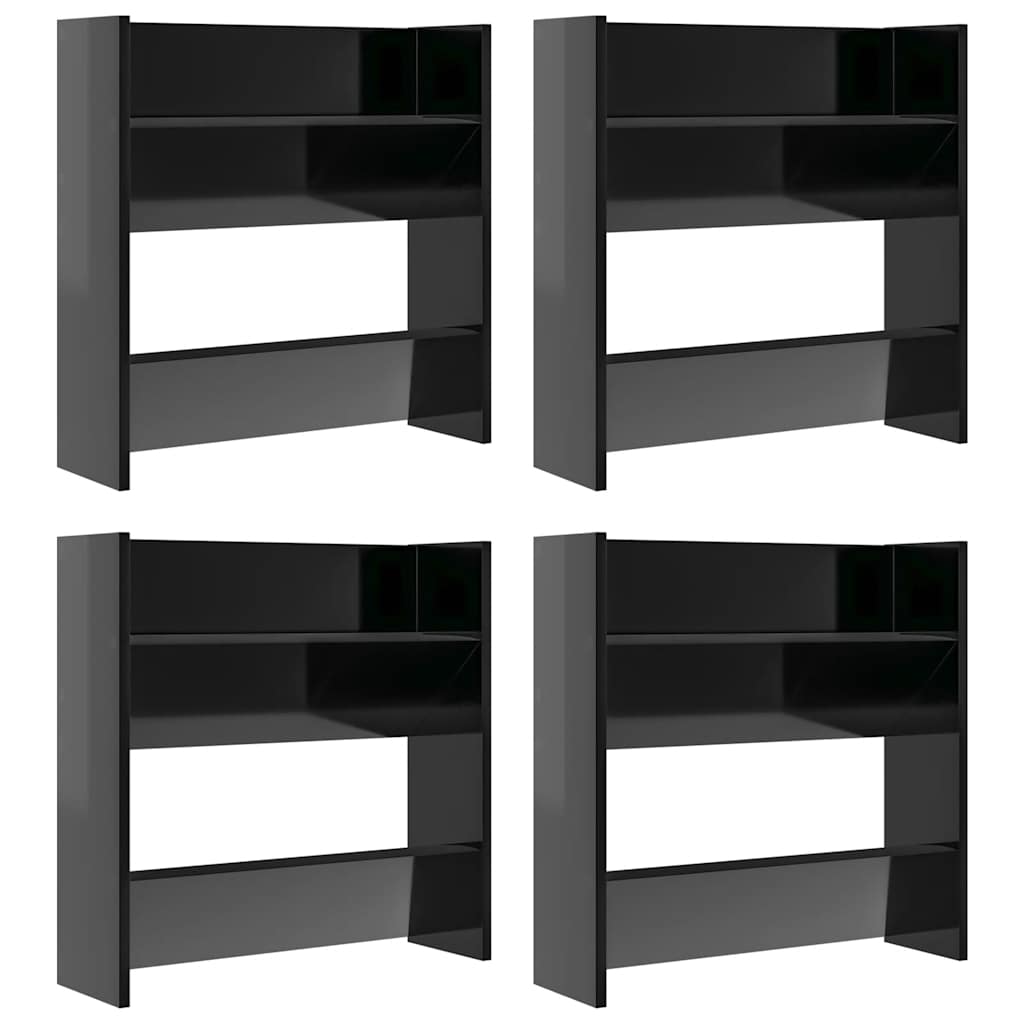 skoreol til væg 4 stk. 60x18x60cm konstrueret træ hvid højglans