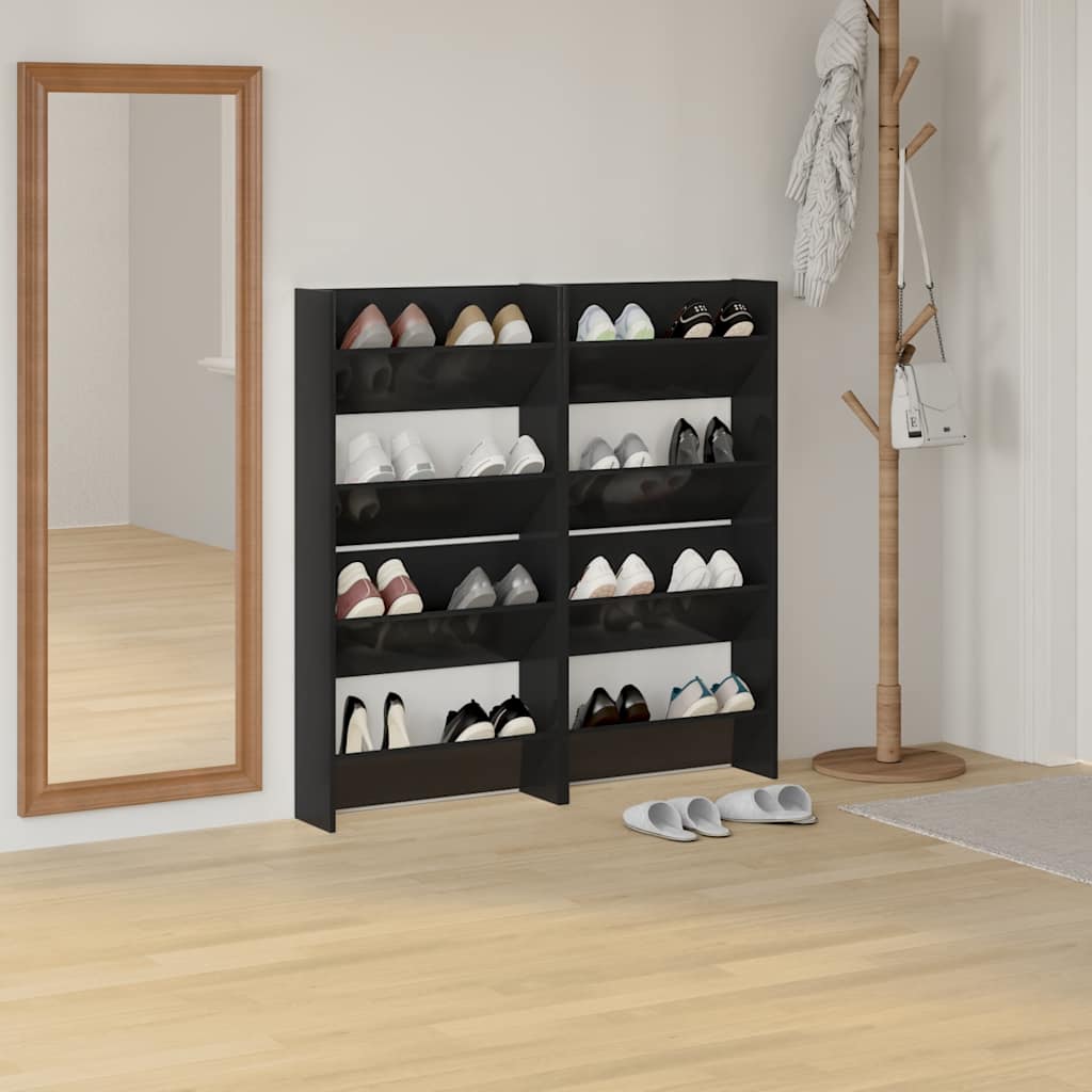 skoreol til væg 4 stk. 60x18x60cm konstrueret træ hvid højglans