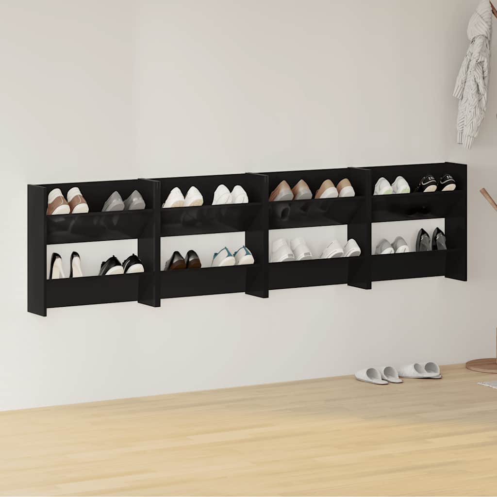 skoreol til væg 4 stk. 60x18x60cm konstrueret træ hvid højglans