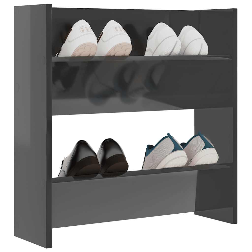 væghængt skoreol 60x18x60 cm konstrueret træ grå højglans