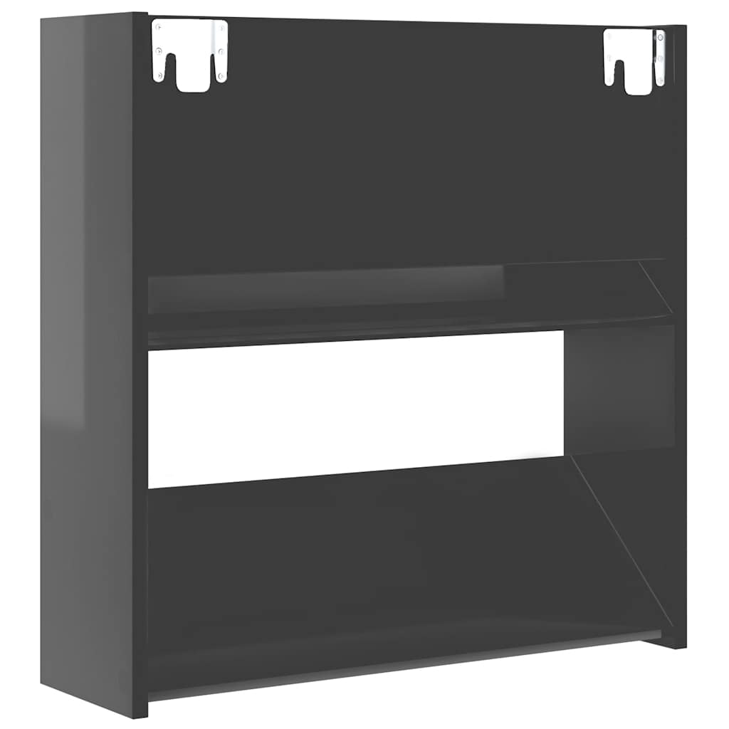 væghængt skoreol 60x18x60 cm konstrueret træ grå højglans