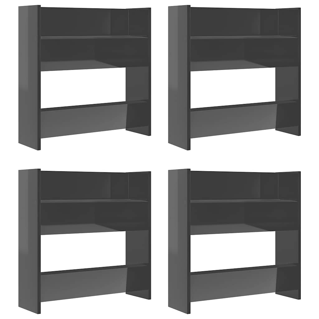 væghængt skoskab 2 stk. 60x18x60cm konstrueret træ grå højglans