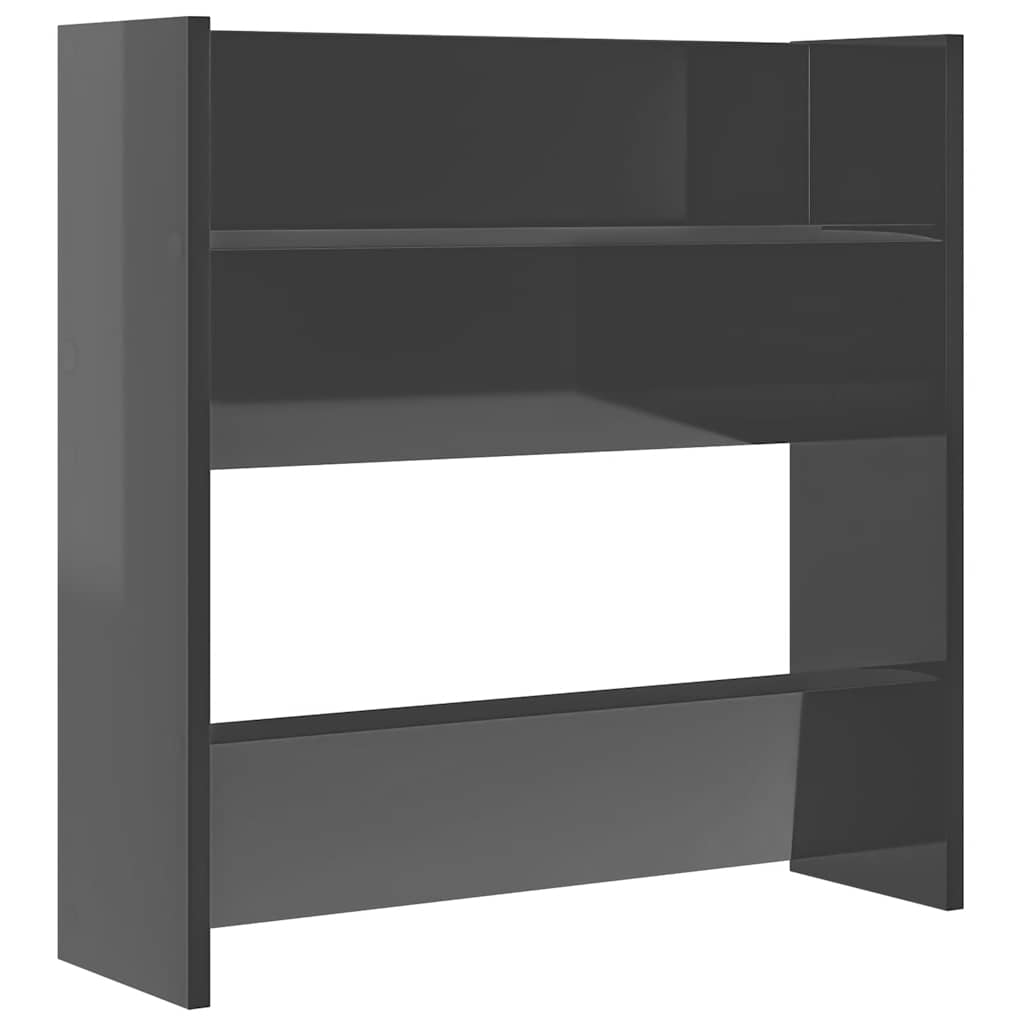 væghængt skoskab 2 stk. 60x18x60cm konstrueret træ grå højglans