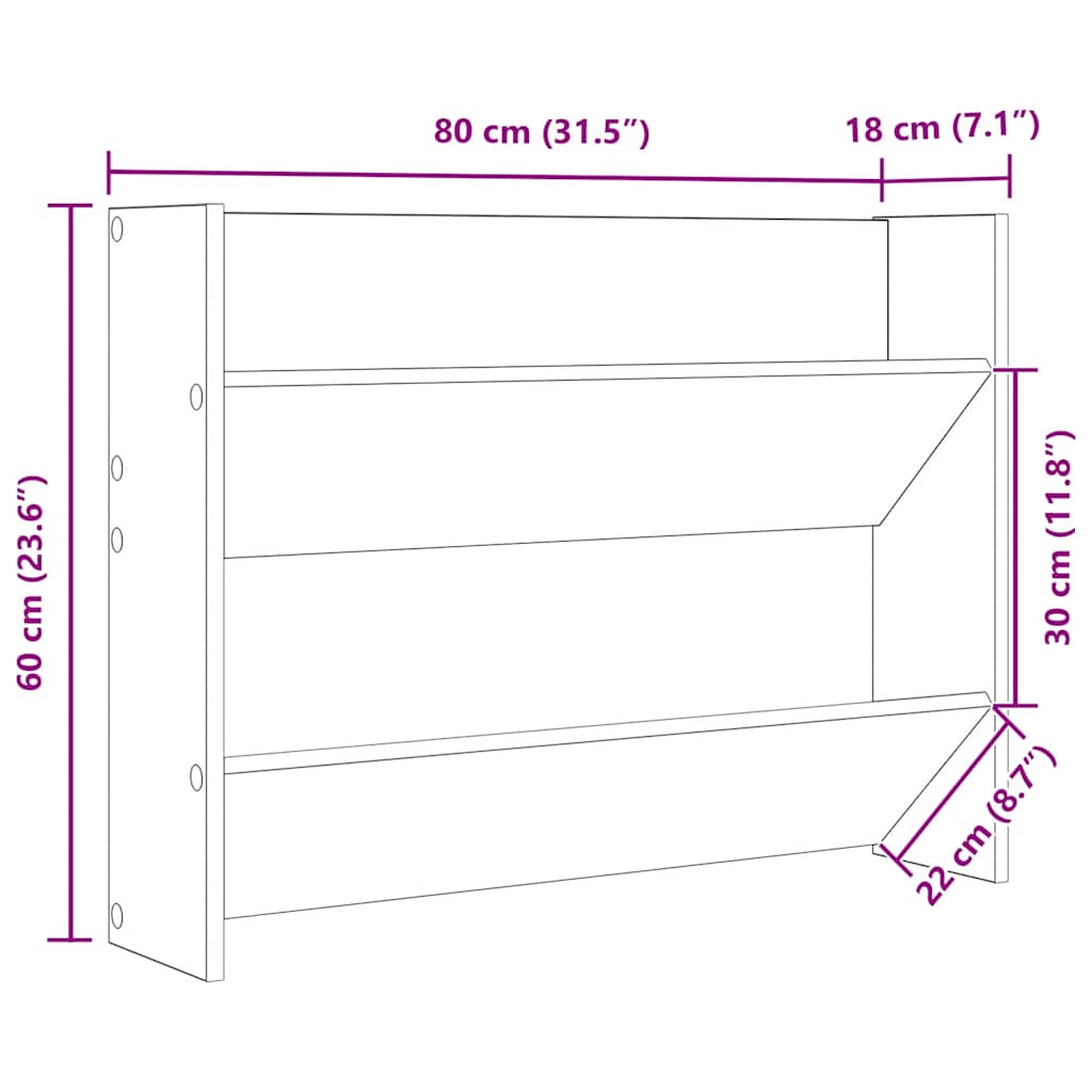 væghængt skoskab 80x18x60 cm konstrueret træ hvid