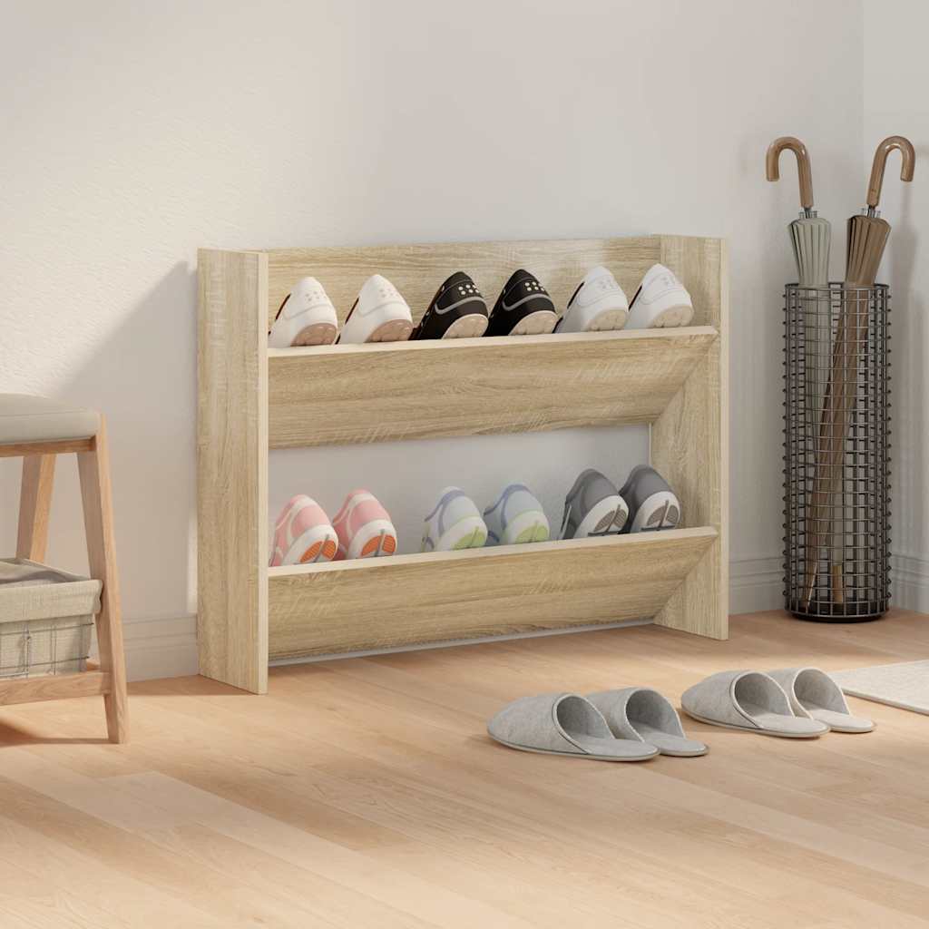 væghængt skoskab 80x18x60 cm konstrueret træ sonoma-eg
