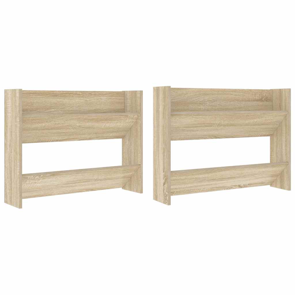 væghængt skoskab 2 stk. 80x18x60 cm konstrueret træ sonoma-eg