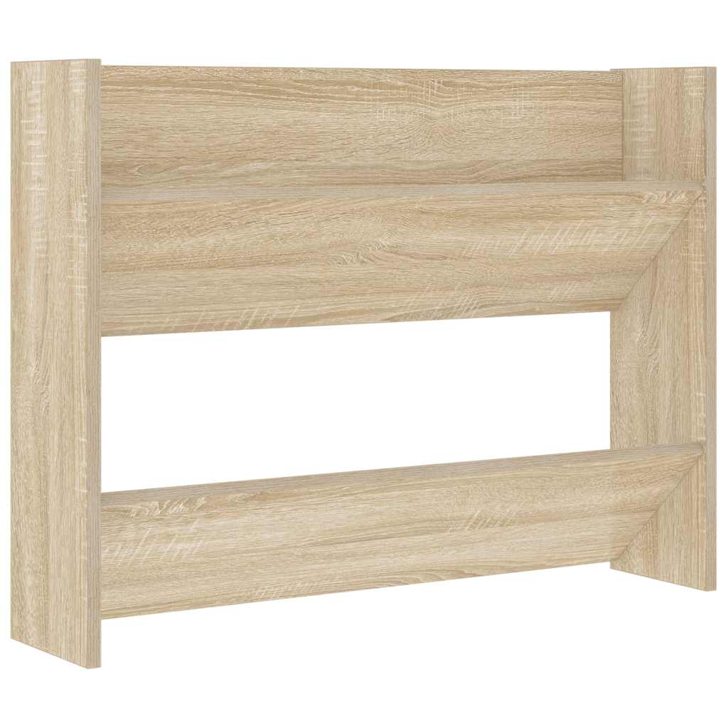 væghængt skoskab 2 stk. 80x18x60 cm konstrueret træ sonoma-eg