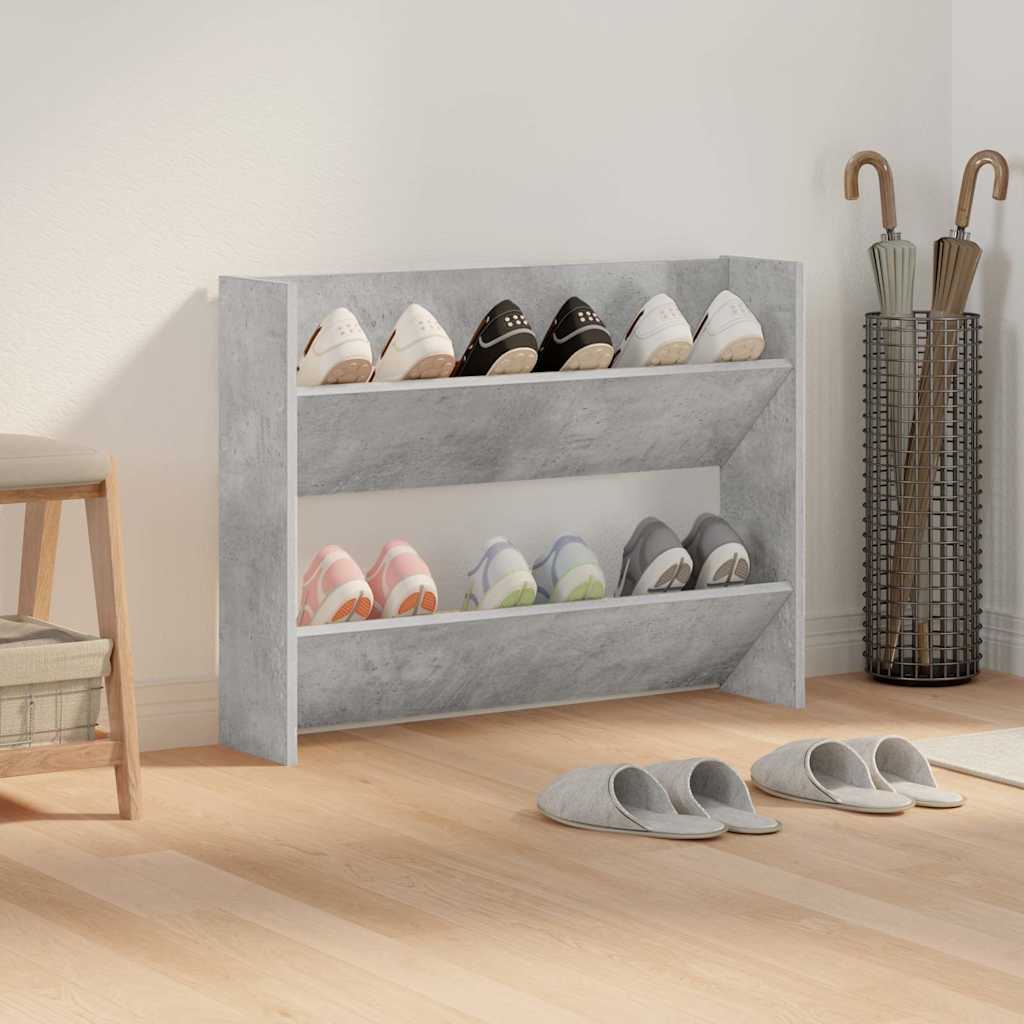 væghængt skoskab 80x18x60 cm konstrueret træ betongrå