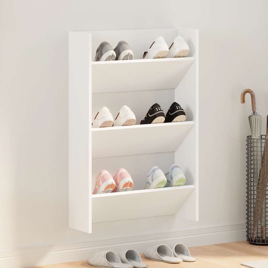 væghængt skoskab 60x18x90 cm spånplade hvid