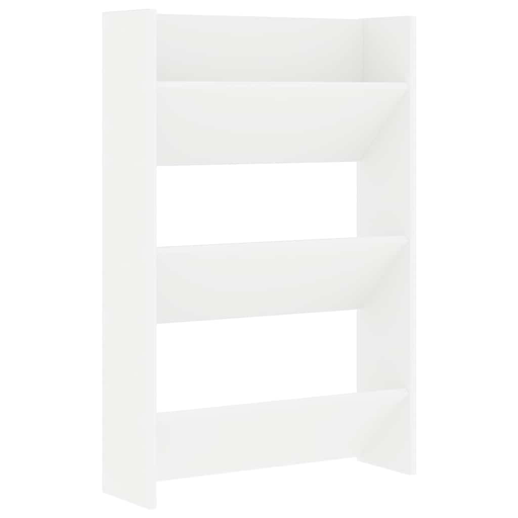 væghængte skoskabe 2 stk. 60x18x90 cm spånplade hvid
