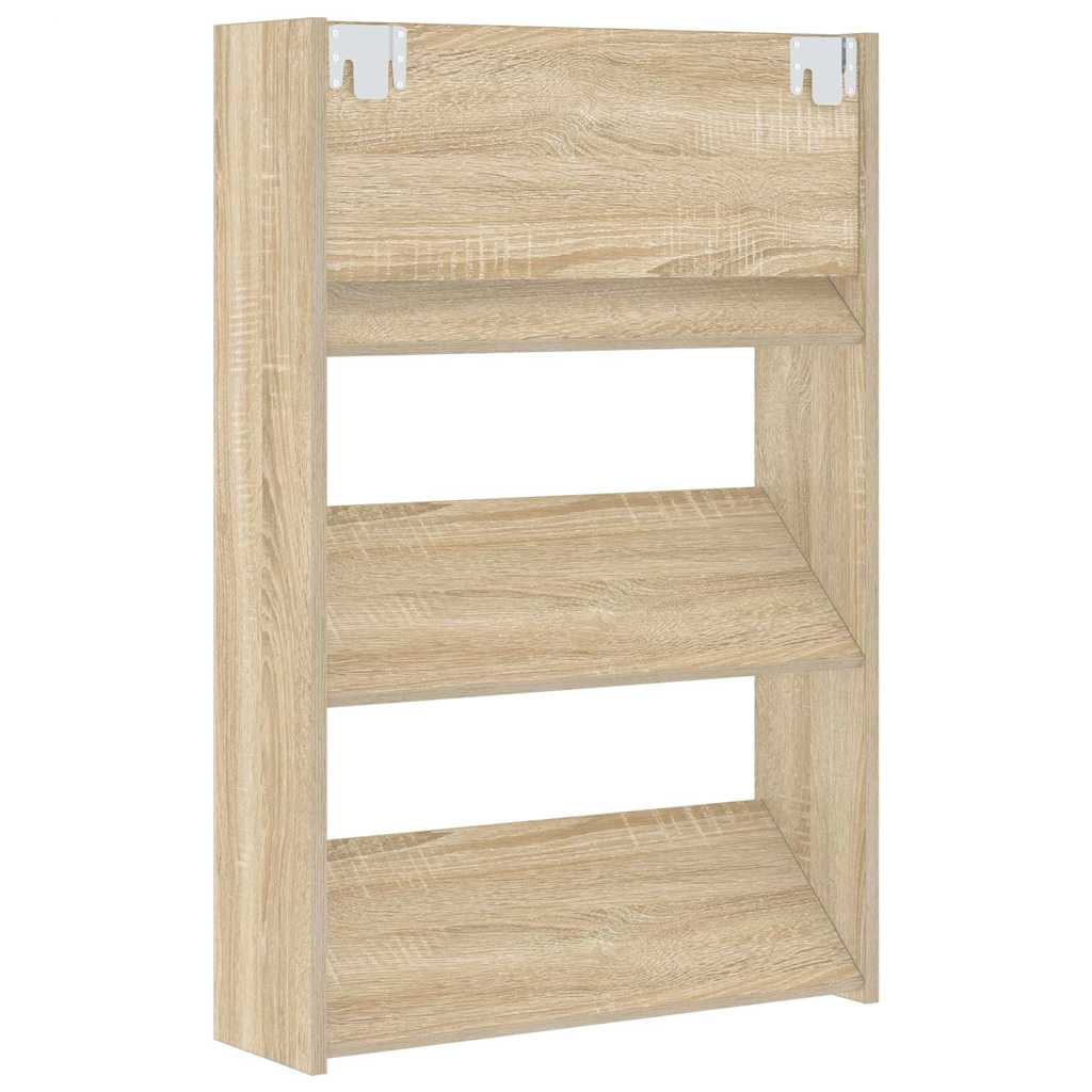 væghængt skoskab 60x18x90 cm spånplade sonoma-eg