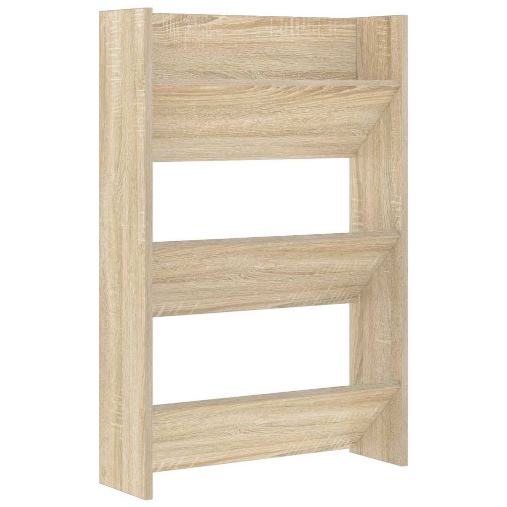 væghængte skoskabe 2 stk. 60x18x90 cm spånplade sonoma-eg