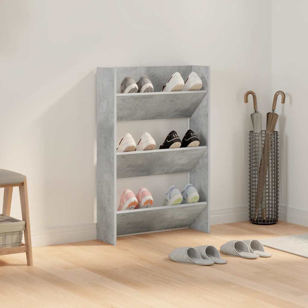 væghængt skoskab 60x18x90 cm spånplade betongrå