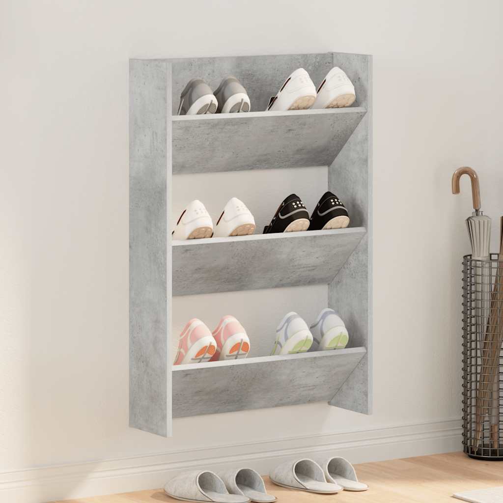 væghængt skoskab 60x18x90 cm spånplade betongrå