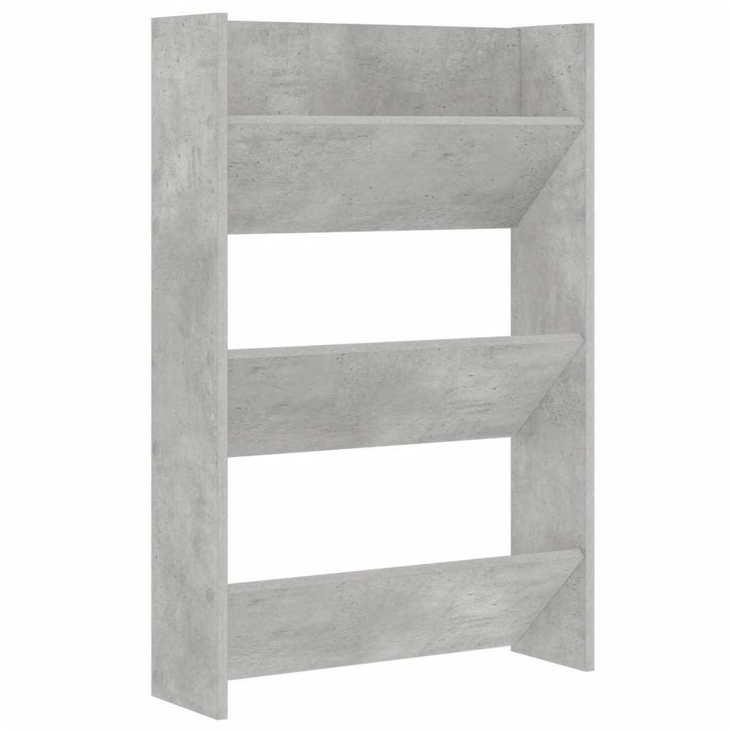 væghængte skoskabe 2 stk. 60x18x90 cm spånplade betongrå
