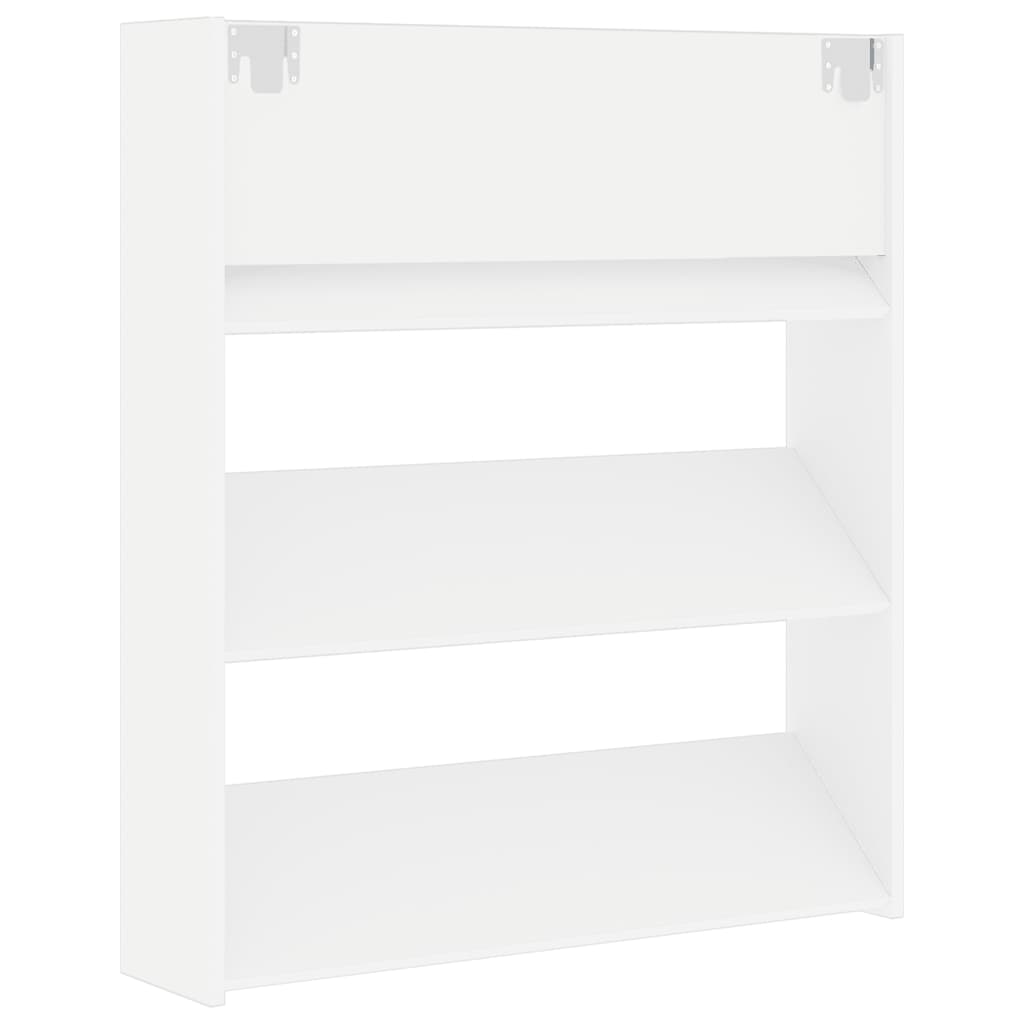 væghængt skoreol 80x18x90 cm konstrueret træ hvid