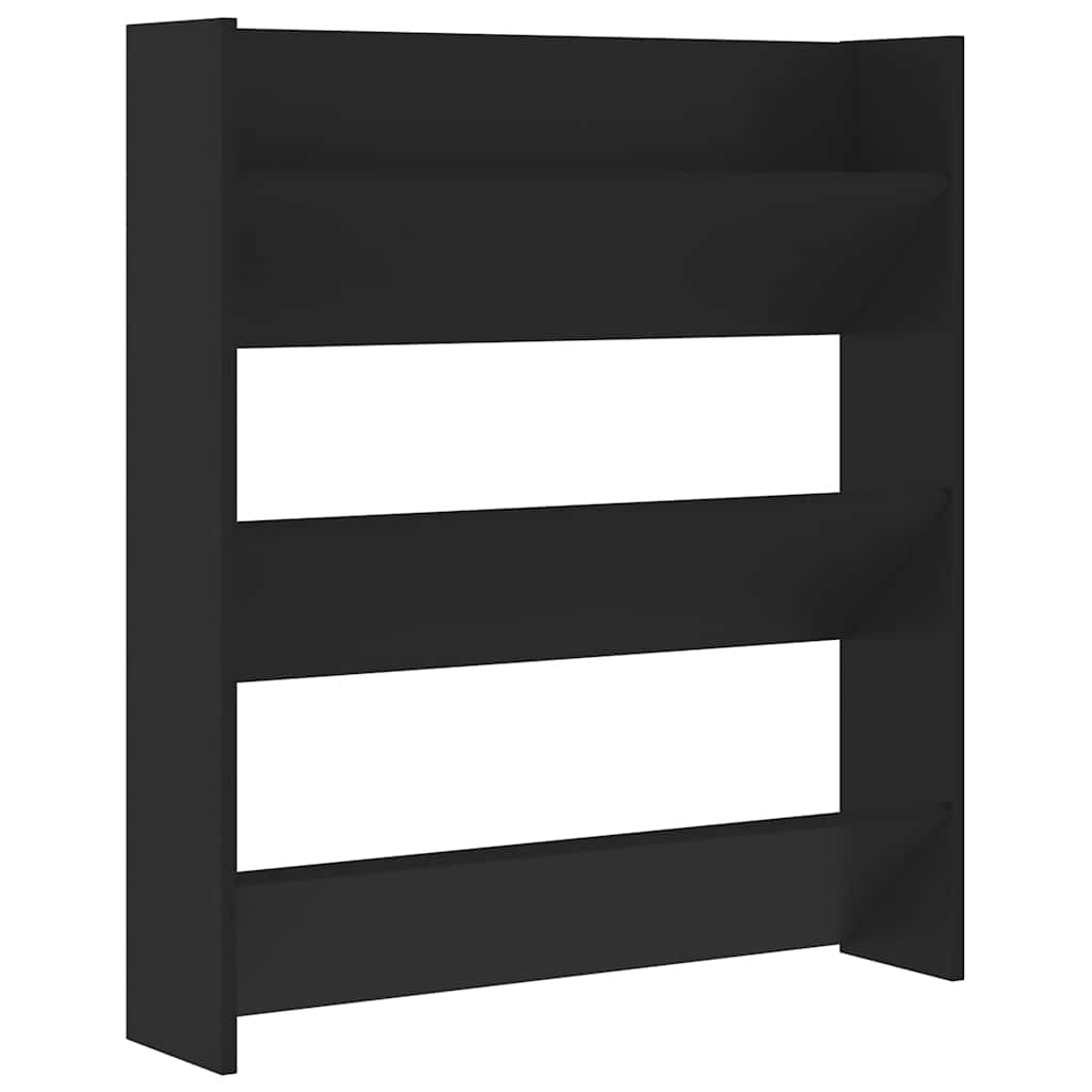 væghængt skoreol 80x18x90 cm konstrueret træ sort