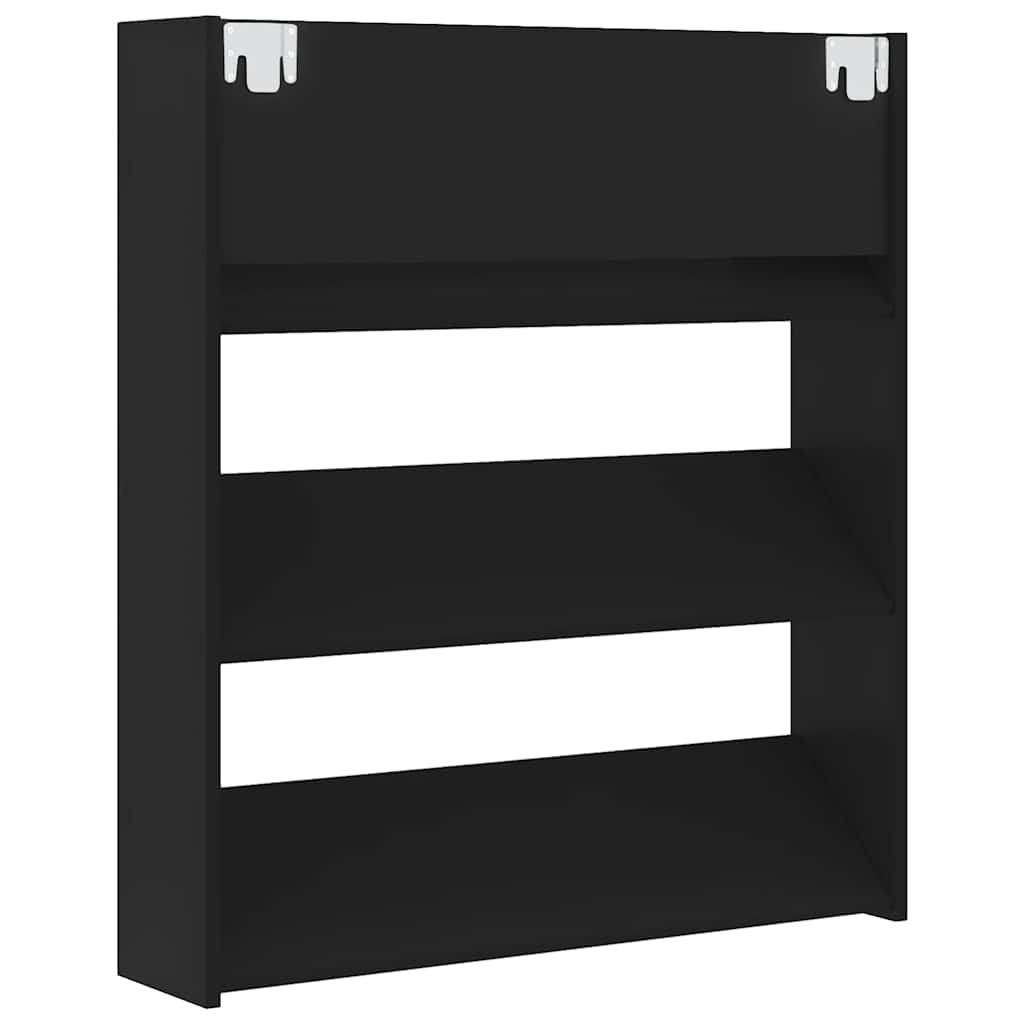 væghængt skoreol 80x18x90 cm konstrueret træ sort