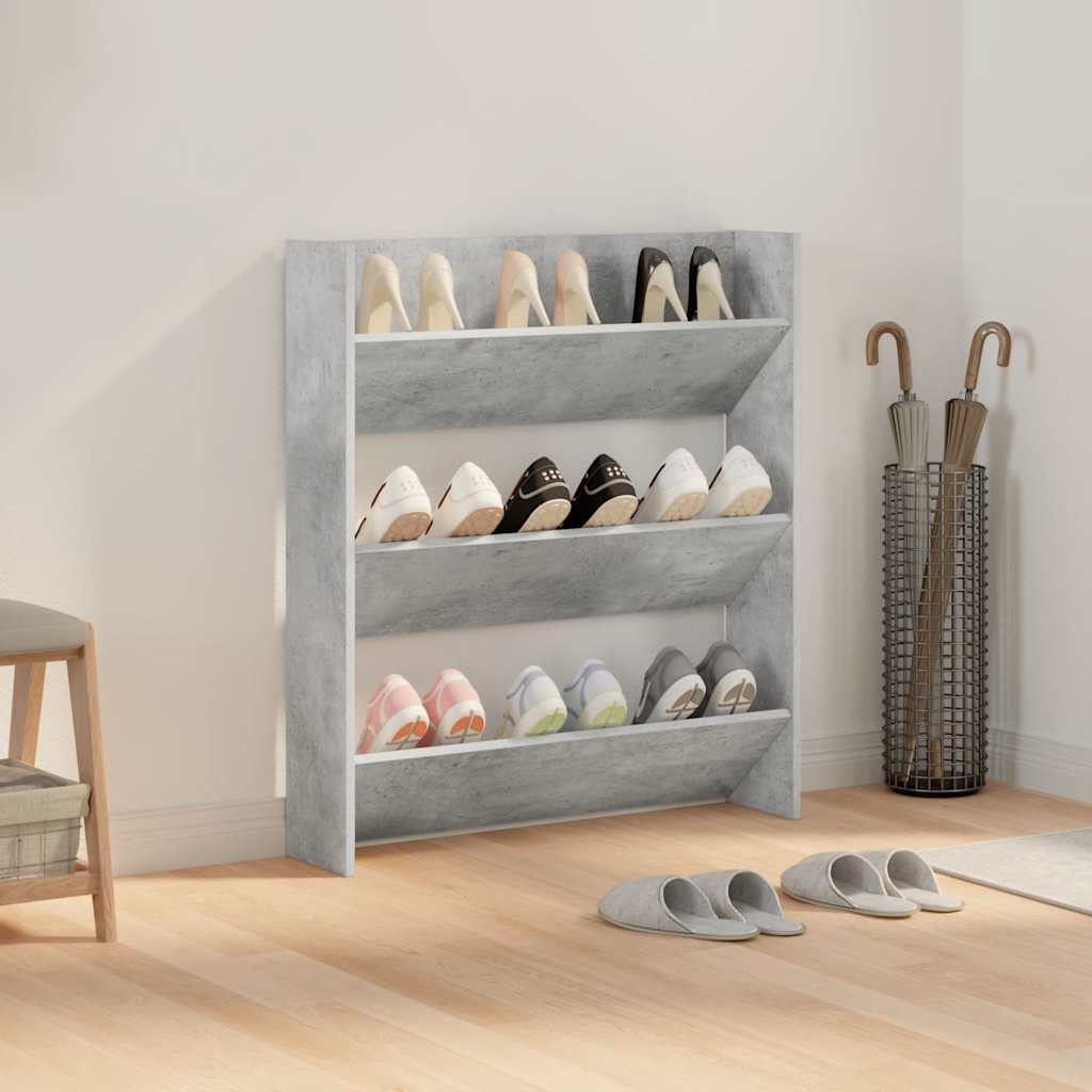 væghængt skoskab 80x18x90 cm spånplade betongrå
