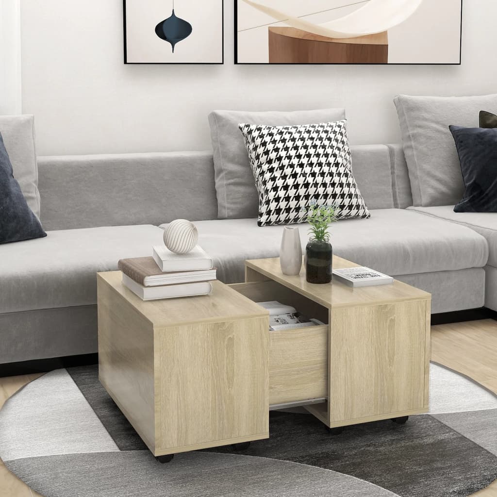 sofabord 60x60x38 cm konstrueret træ sonoma-eg