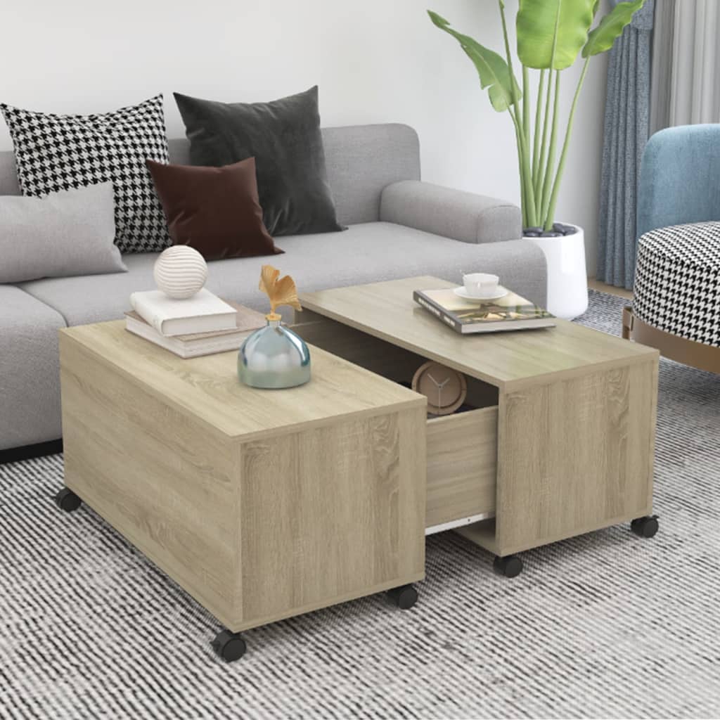 sofabord 75x75x38 cm konstrueret træ sonoma-eg