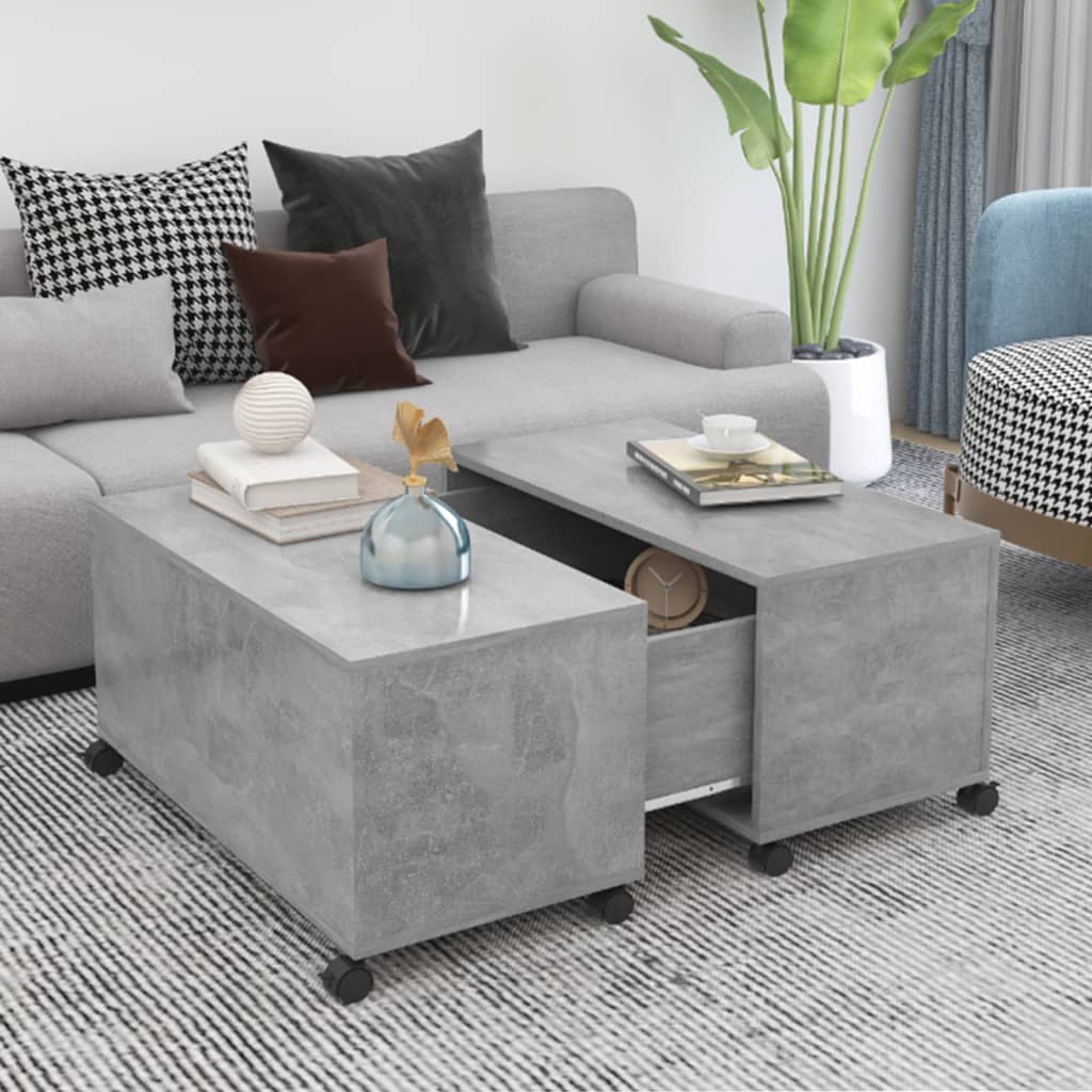 sofabord 75x75x38 cm konstrueret træ betongrå