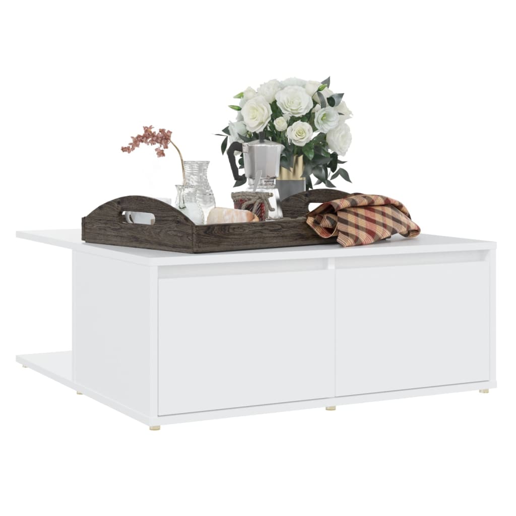 sofabord 80x80x31 cm konstrueret træ hvid