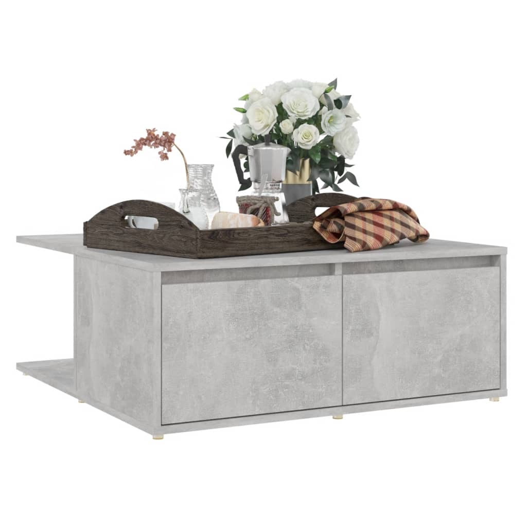 sofabord 80x80x31 cm konstrueret træ betongrå