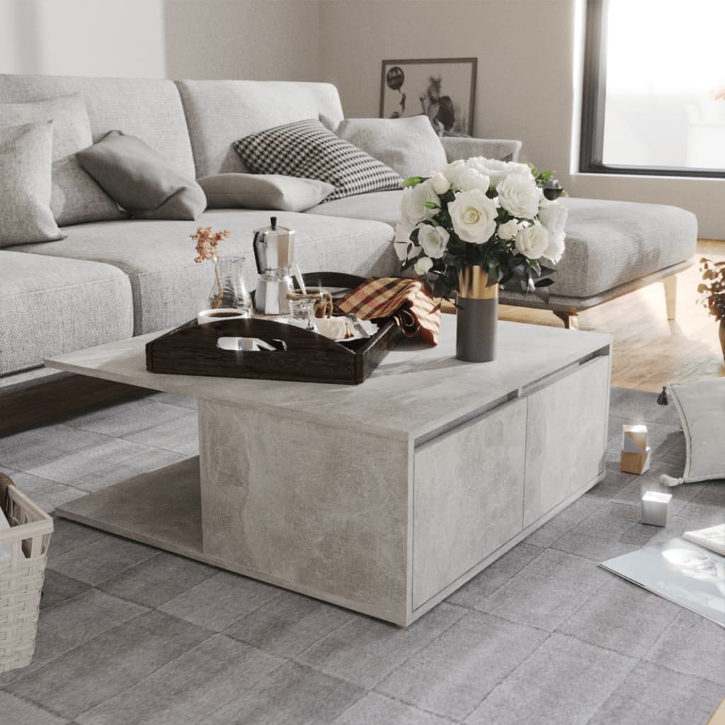 sofabord 80x80x31 cm konstrueret træ betongrå