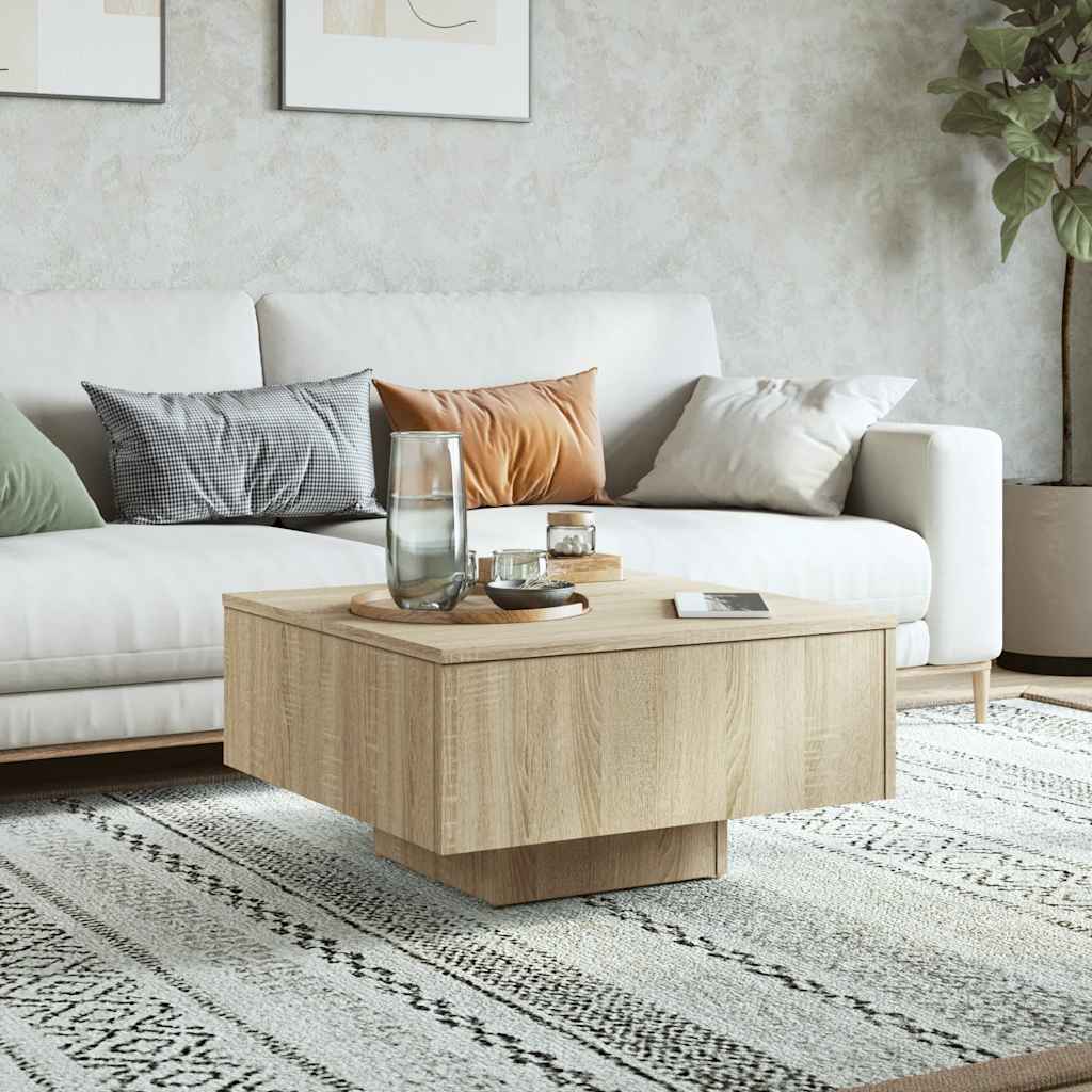sofabord 60x60x31,5 cm konstrueret træ sonoma-eg
