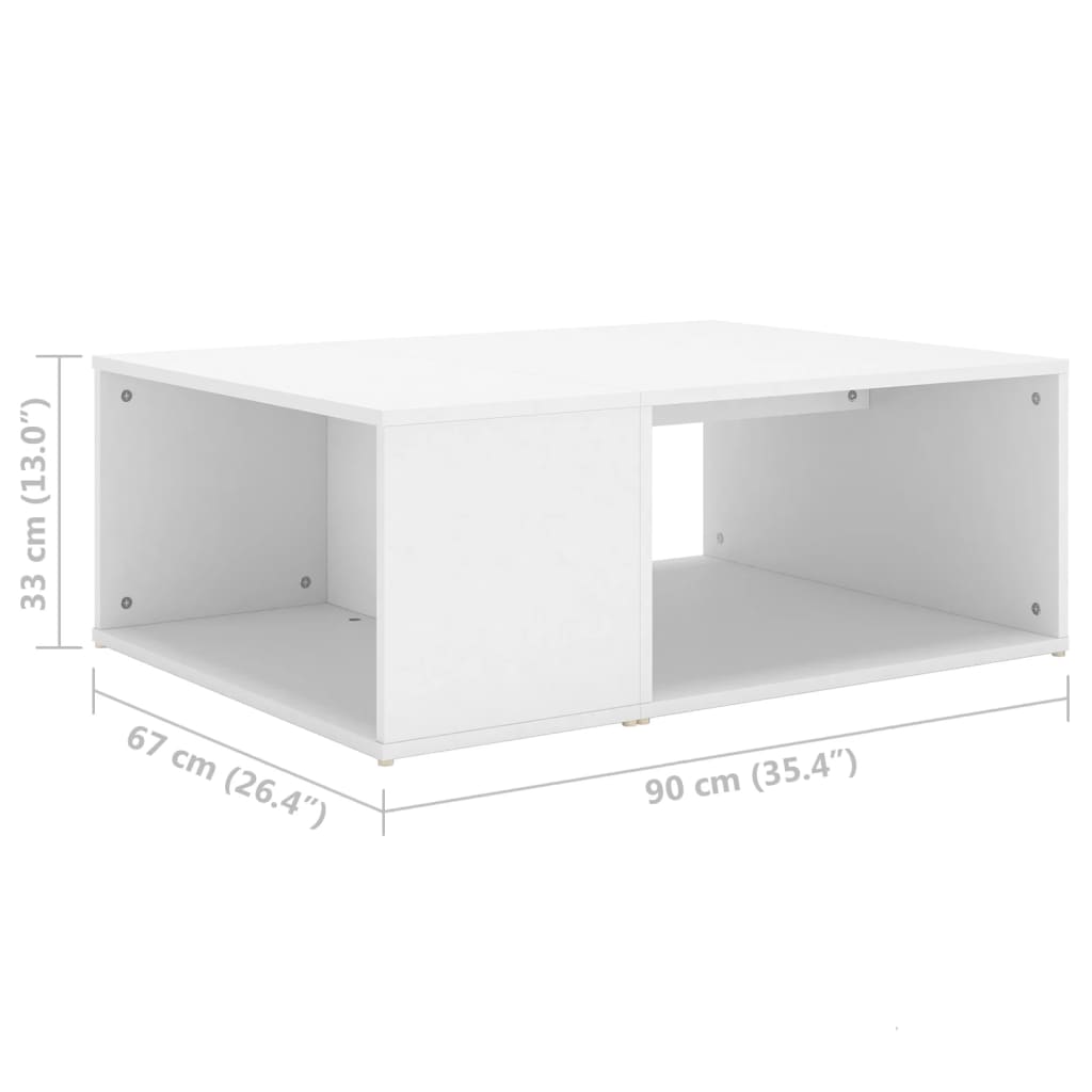 sofabord 90x67x33 cm konstrueret træ hvid