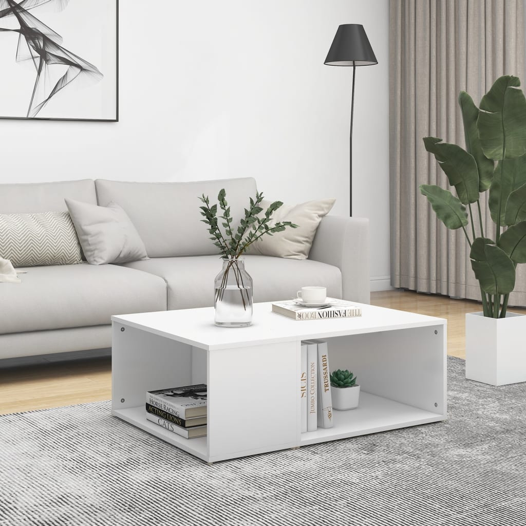 sofabord 90x67x33 cm konstrueret træ hvid