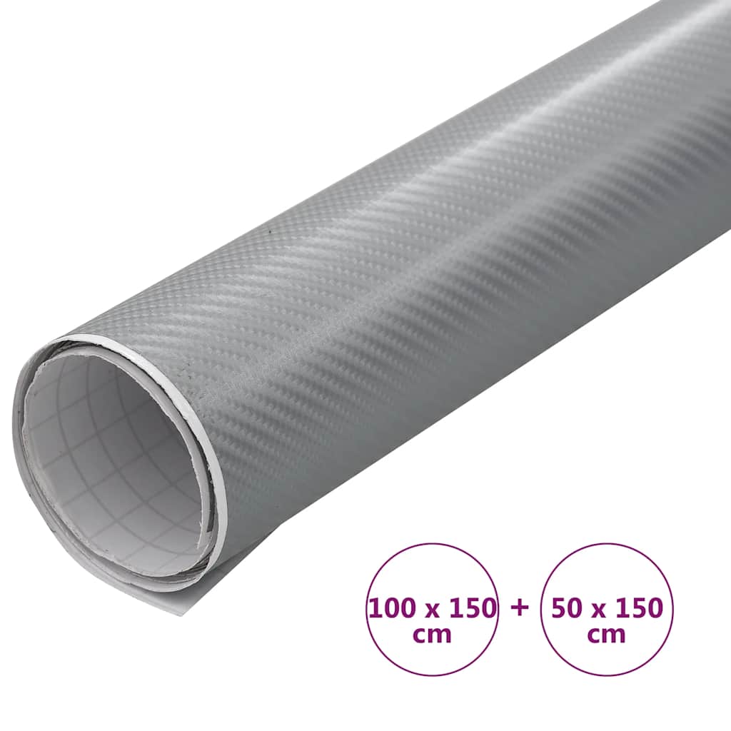 bilfolier 2 stk. 100x150 cm + 50x150 cm 4D sølvfarvet