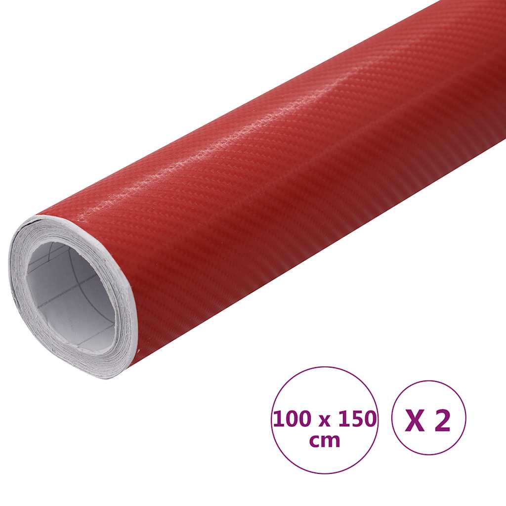 bilfolier 2 stk. 100x150 cm 4D rød