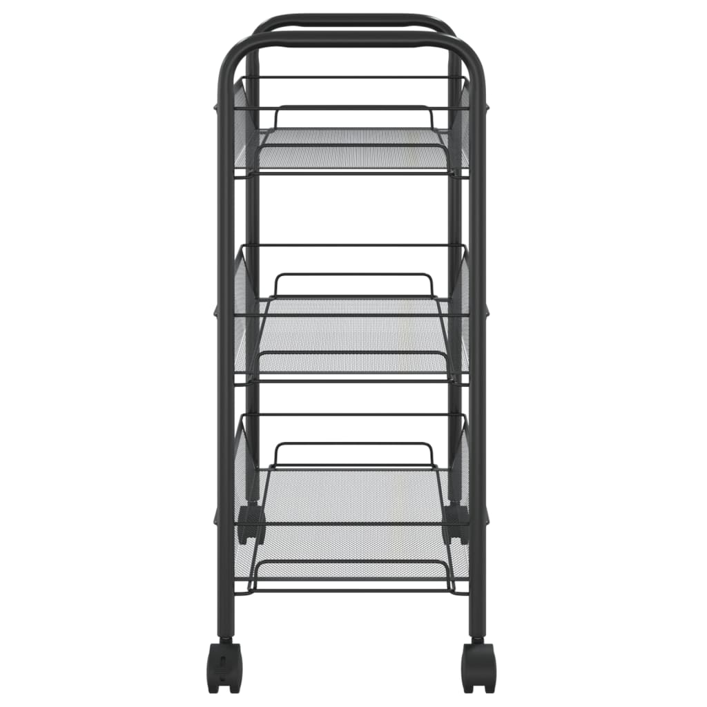 køkkenvogn med 3 hylder 46x26x64 cm jern sort
