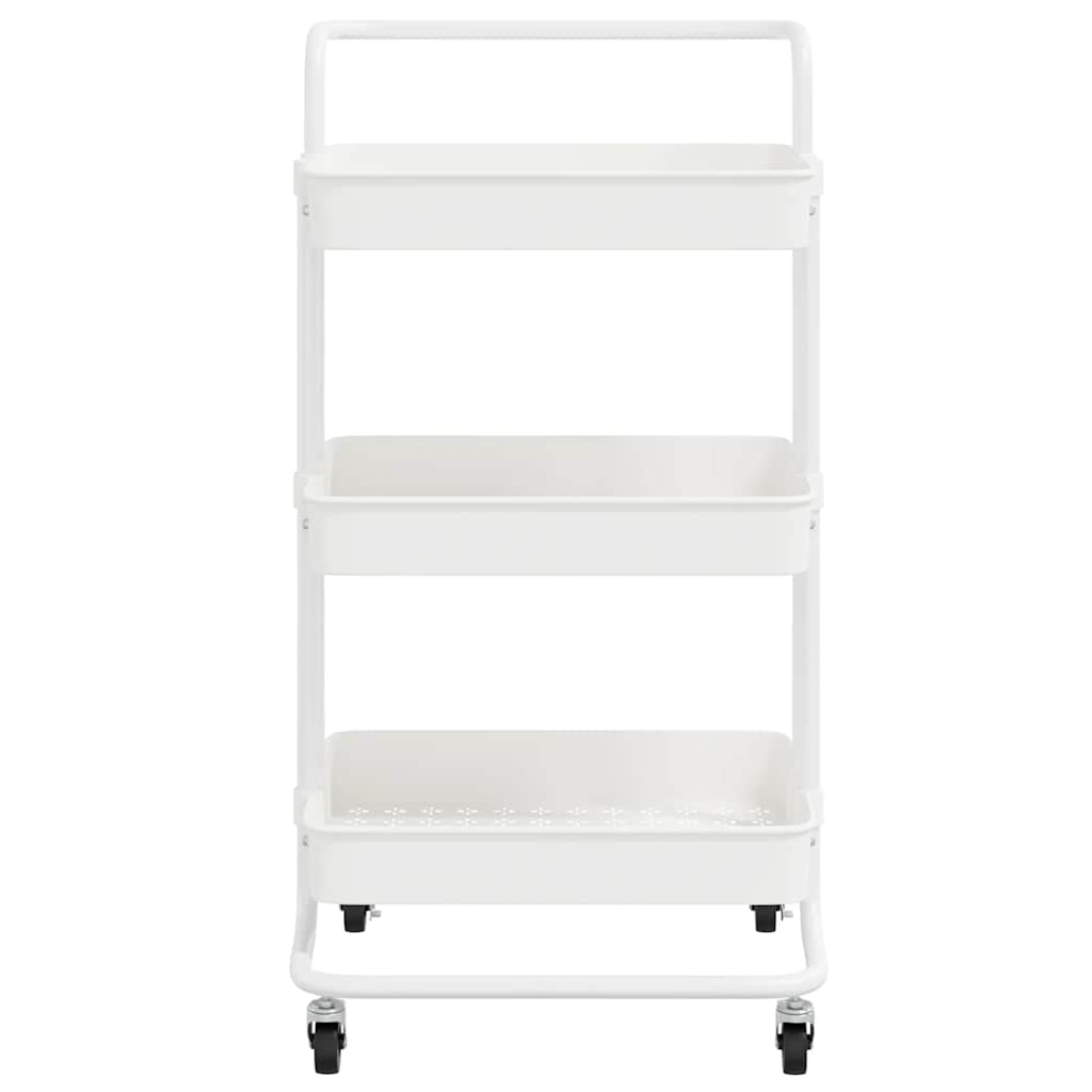 køkkenvogn med 3 hylder 42x35x85 cm jern og ABS hvid