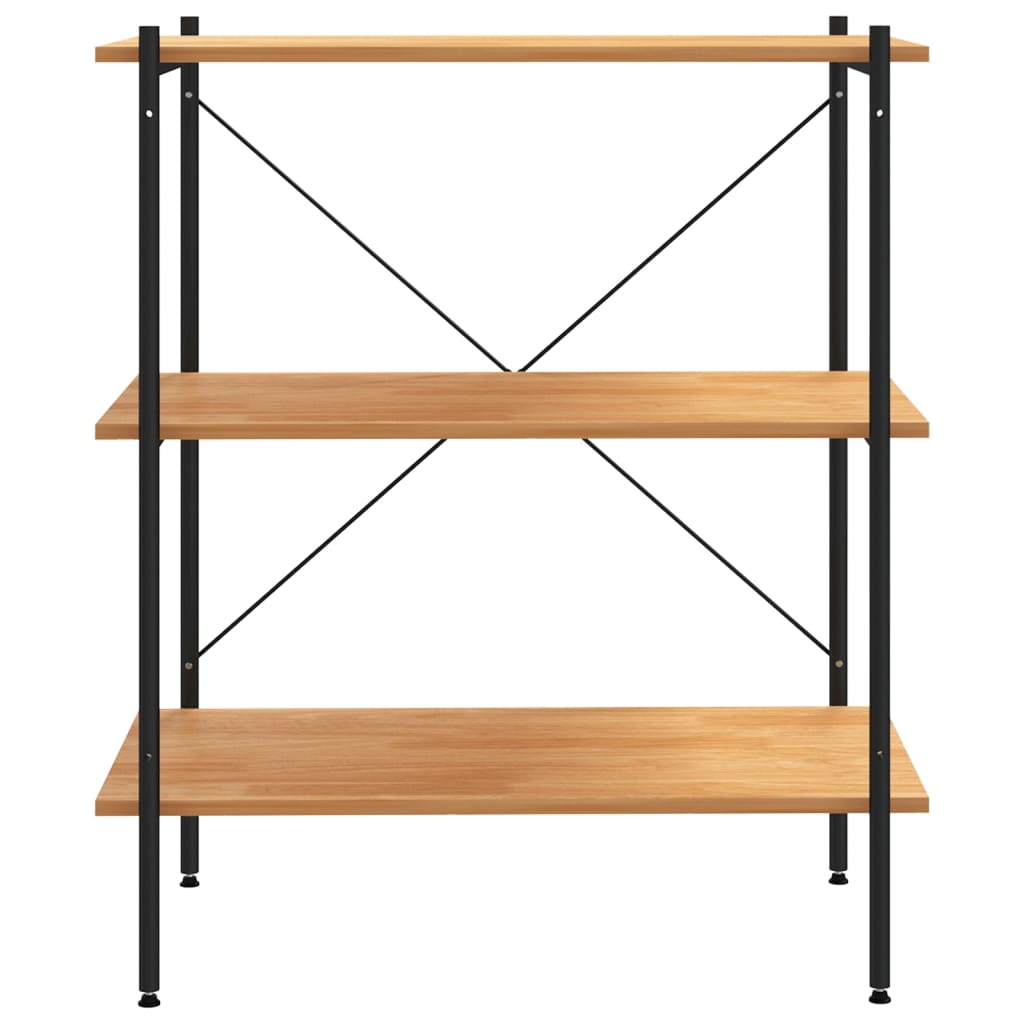 reol med 3 hylder sort og eg 80x40x92 cm