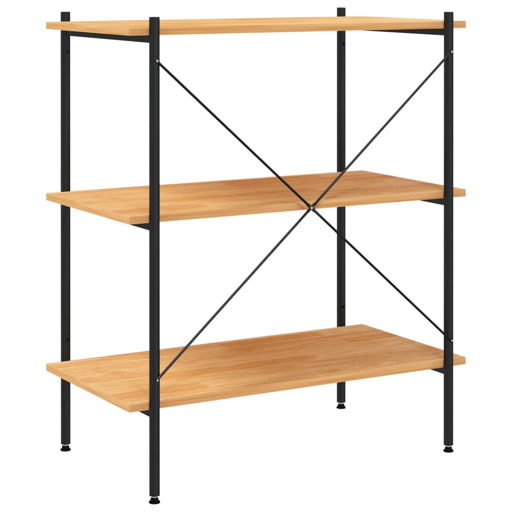 reol med 3 hylder sort og eg 80x40x92 cm