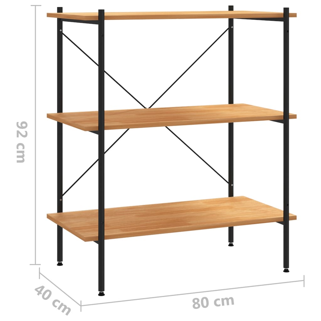 reol med 3 hylder sort og eg 80x40x92 cm