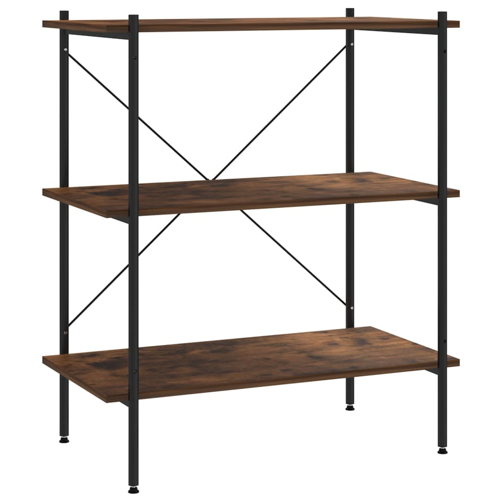 reol med 3 hylder 80x40x92 cm sort og naturfarvet