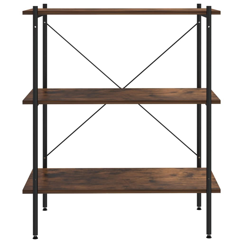reol med 3 hylder 80x40x92 cm sort og naturfarvet