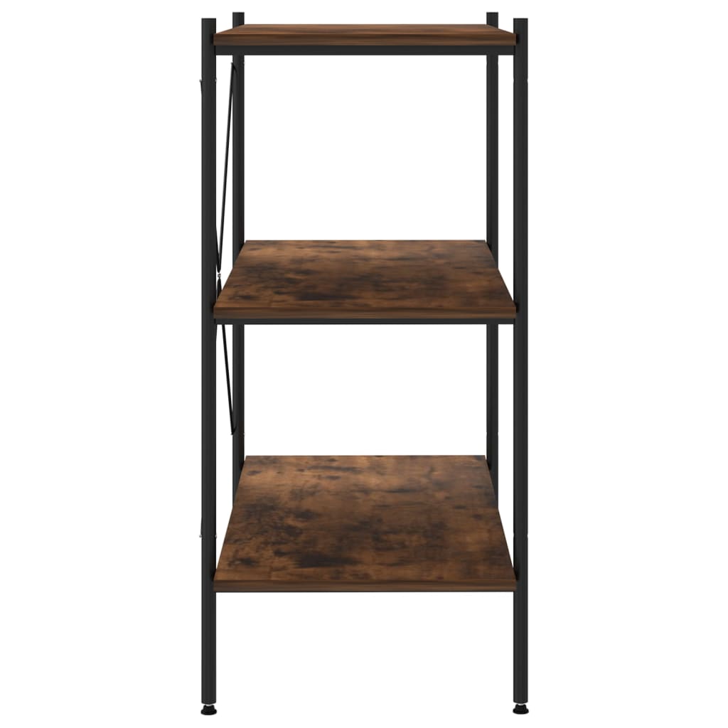 reol med 3 hylder 80x40x92 cm sort og naturfarvet
