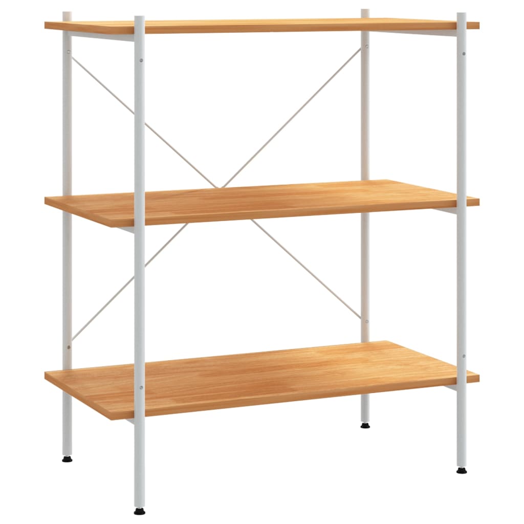 reol med 3 hylder 80x40x92 cm hvid og egetræsfarvet