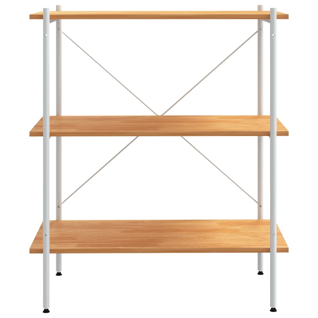 reol med 3 hylder 80x40x92 cm hvid og egetræsfarvet