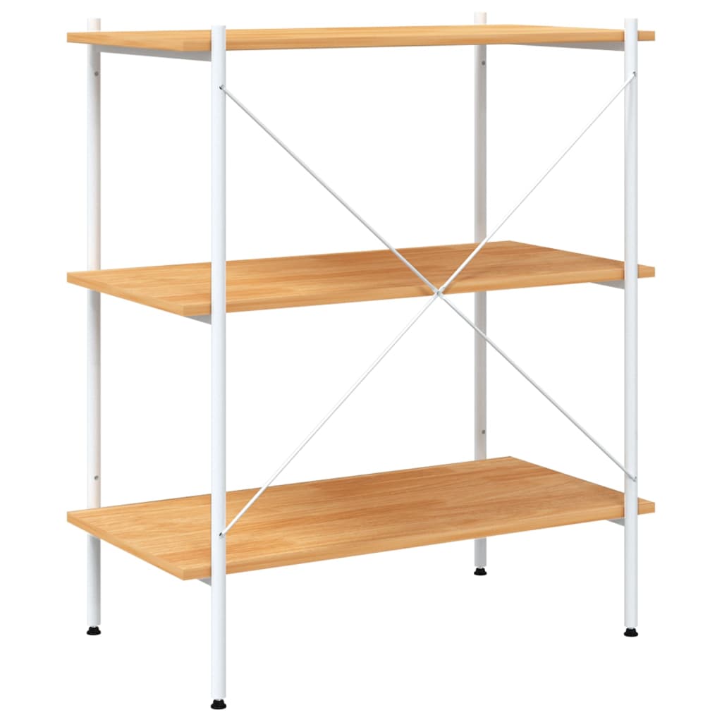 reol med 3 hylder 80x40x92 cm hvid og egetræsfarvet