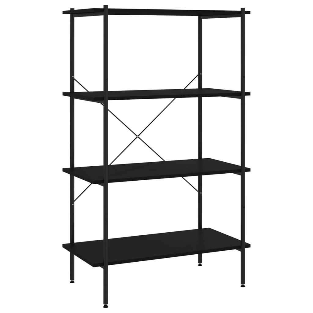 reol med 4 hylder 80x40x130 cm sort