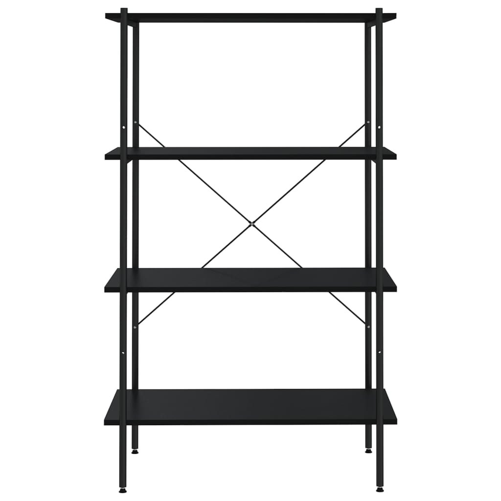 reol med 4 hylder 80x40x130 cm sort